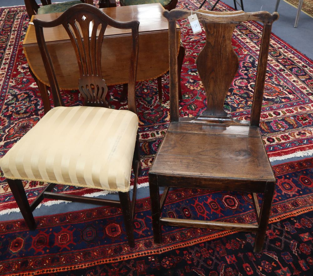 An 18th century elm Provincial wood seat chair together with a George III mahogany dining chair